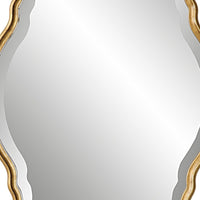 33 Inch Wood Wall Mirror, Elongated Quatrefoil, Gold - BM276683