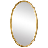 36 Inch Wood Wall Mirror, Oval Shape, Concave Surface, Gold - BM276685