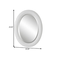 29 Inch Wood Wall Mirror, Beaded Oval Shape, White - BM276688