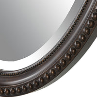 32 Inch Wood Wall Mirror, Beaded Oval Shape, Antique Bronze - BM276690