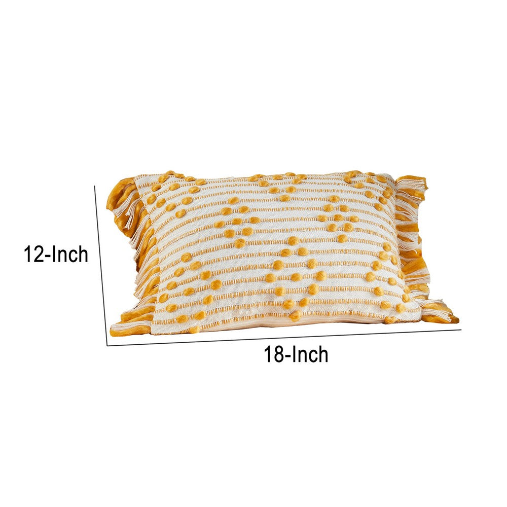 18 Inch Decorative Accent Throw Pillow Cover, Embroidered, White, Yellow - BM276698