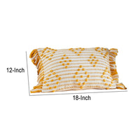 18 Inch Decorative Accent Throw Pillow Cover, Embroidered, White, Yellow - BM276698