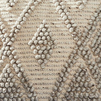 18 Inch Decorative Throw Pillow Cover, Beaded Diamond Pattern, Beige Fabric - BM276702