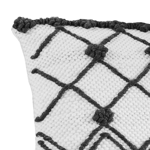 18 Inch Decorative Throw Pillow Cover, Crossed Trellis, White Fabric - BM276703
