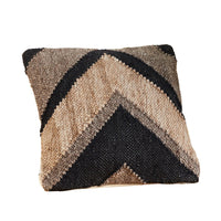 18 Inch Decorative Throw Pillow Cover, Textured Chevron, Black, Brown - BM276711