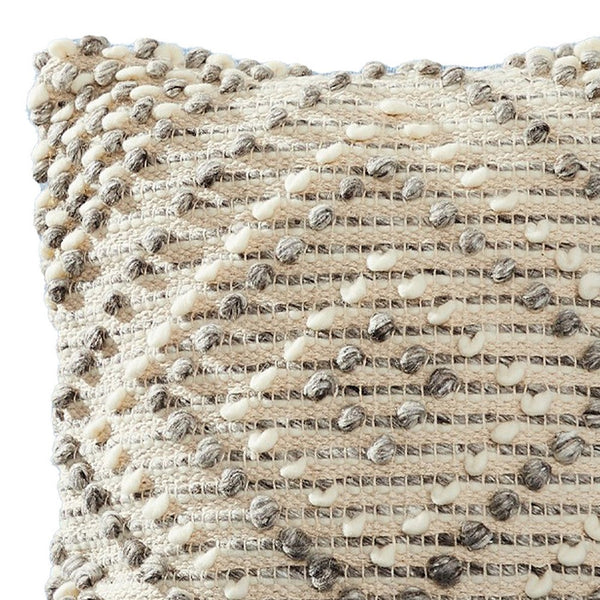 18 Inch Decorative Throw Pillow Cover, Textured Diamonds, Gray, Beige - BM276712
