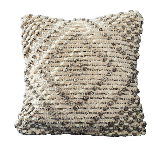 18 Inch Decorative Throw Pillow Cover, Textured Diamonds, Gray, Beige - BM276712