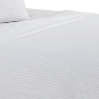 Matt 4 Piece Full Bed Sheet Set, Soft Organic Cotton, Stripes, White - BM276826