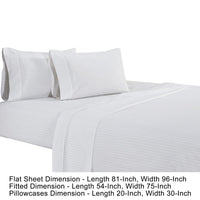 Matt 4 Piece Full Bed Sheet Set, Soft Organic Cotton, Stripes, White - BM276826