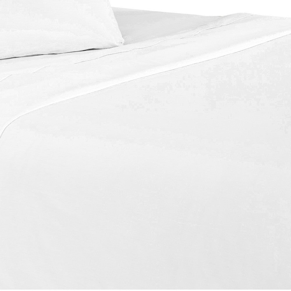 Matt 4 Piece Queen Bed Sheet Set, Soft Organic Cotton, White - BM276838