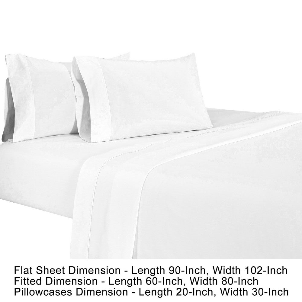 Matt 4 Piece Queen Bed Sheet Set, Soft Organic Cotton, White - BM276838