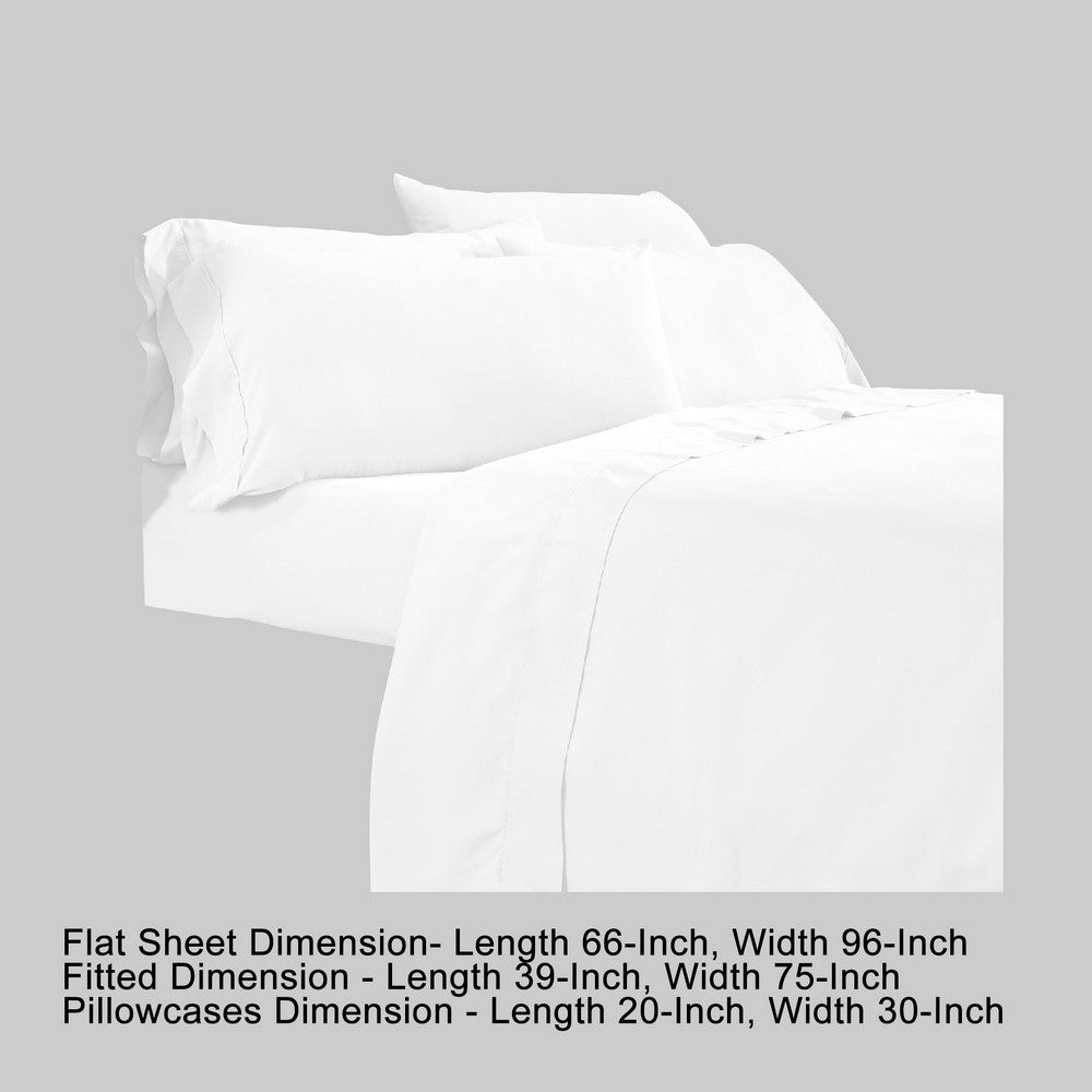 Benjara Minka 4 Piece Twin Bed Sheet Set Soft Antimicrobial Microfiber White Bm276840 3632