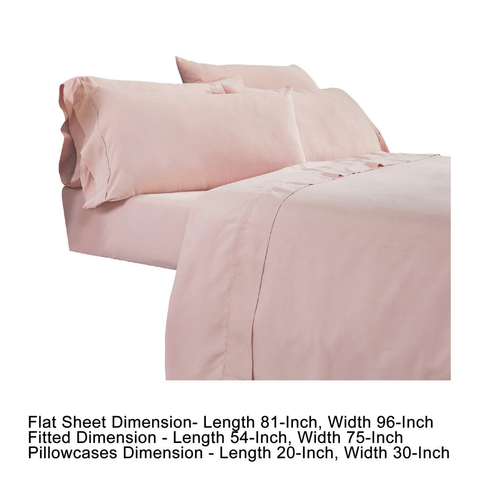 Minka 6 Piece Full Bed Sheet Set, Soft Antimicrobial Microfiber, Pink - BM276856