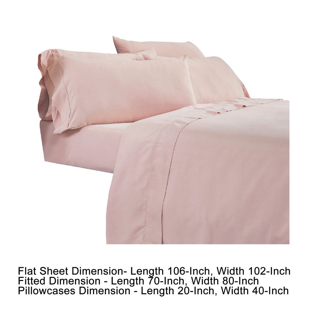 Minka 6 Piece King Bed Sheet Set, Soft Antimicrobial Microfiber, Pink - BM276858