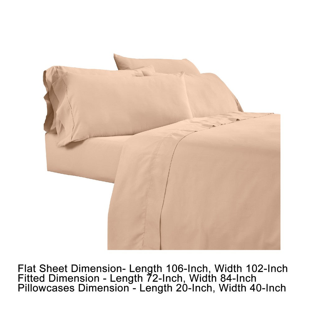 Minka 6 Piece California King Bed Sheet Set, Soft Microfiber, Sand Pink - BM276864