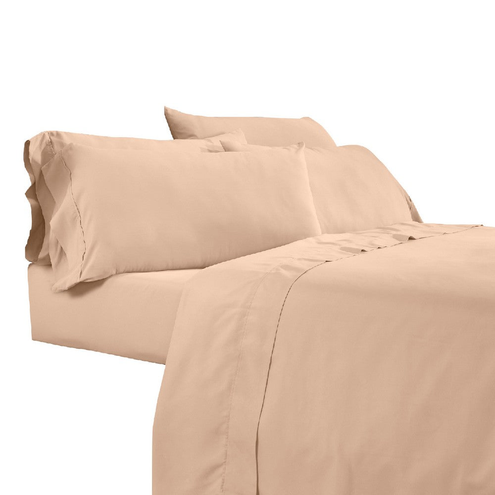 Minka 6 Piece California King Bed Sheet Set, Soft Microfiber, Sand Pink - BM276864