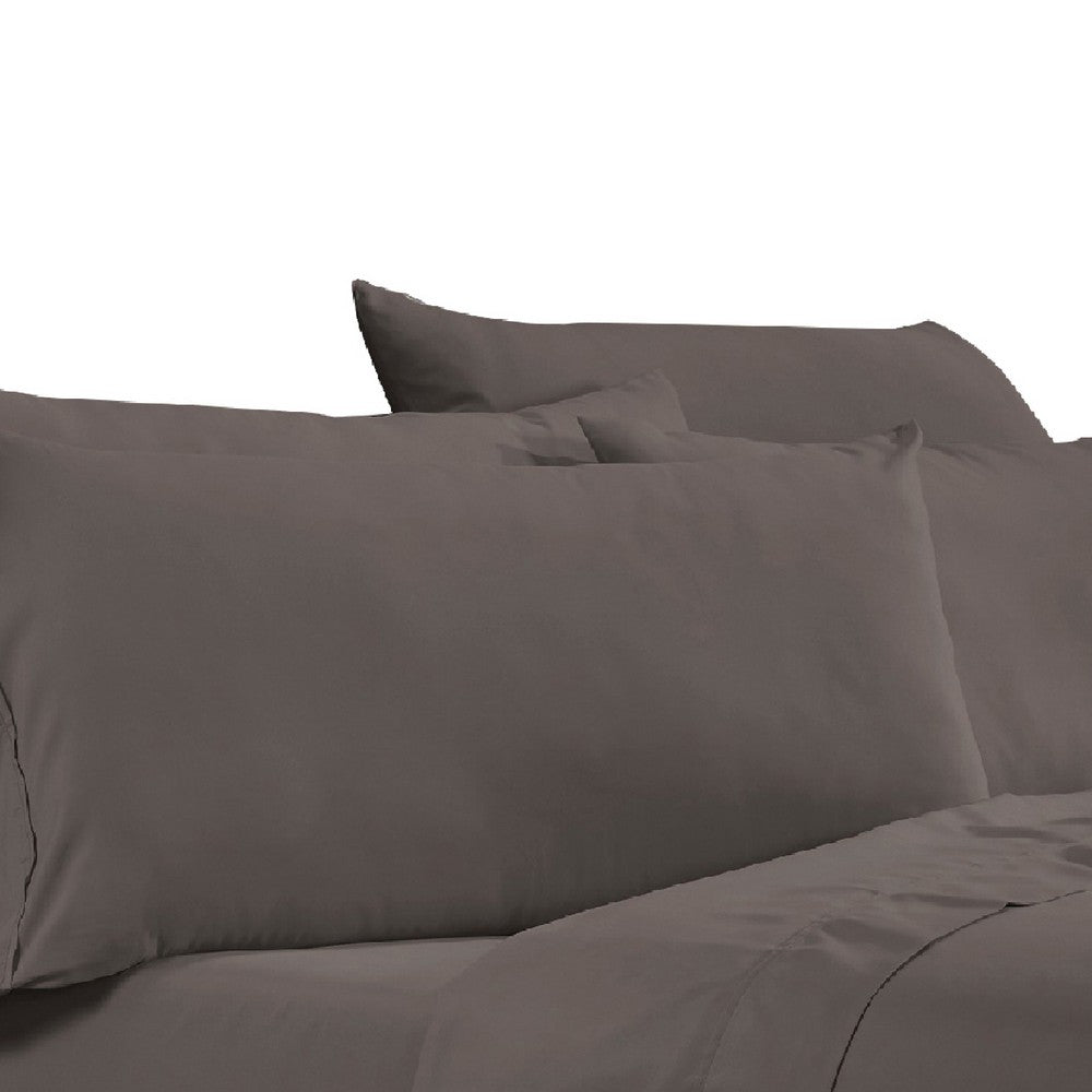 Minka 6 Piece Full Bed Sheet Set, Soft Antimicrobial Microfiber, Dark Brown - BM276871