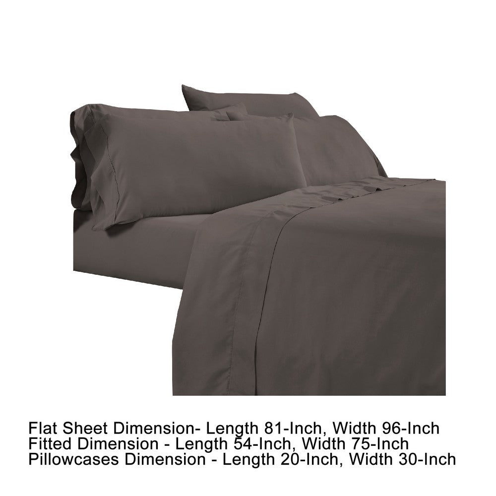 Minka 6 Piece Full Bed Sheet Set, Soft Antimicrobial Microfiber, Dark Brown - BM276871