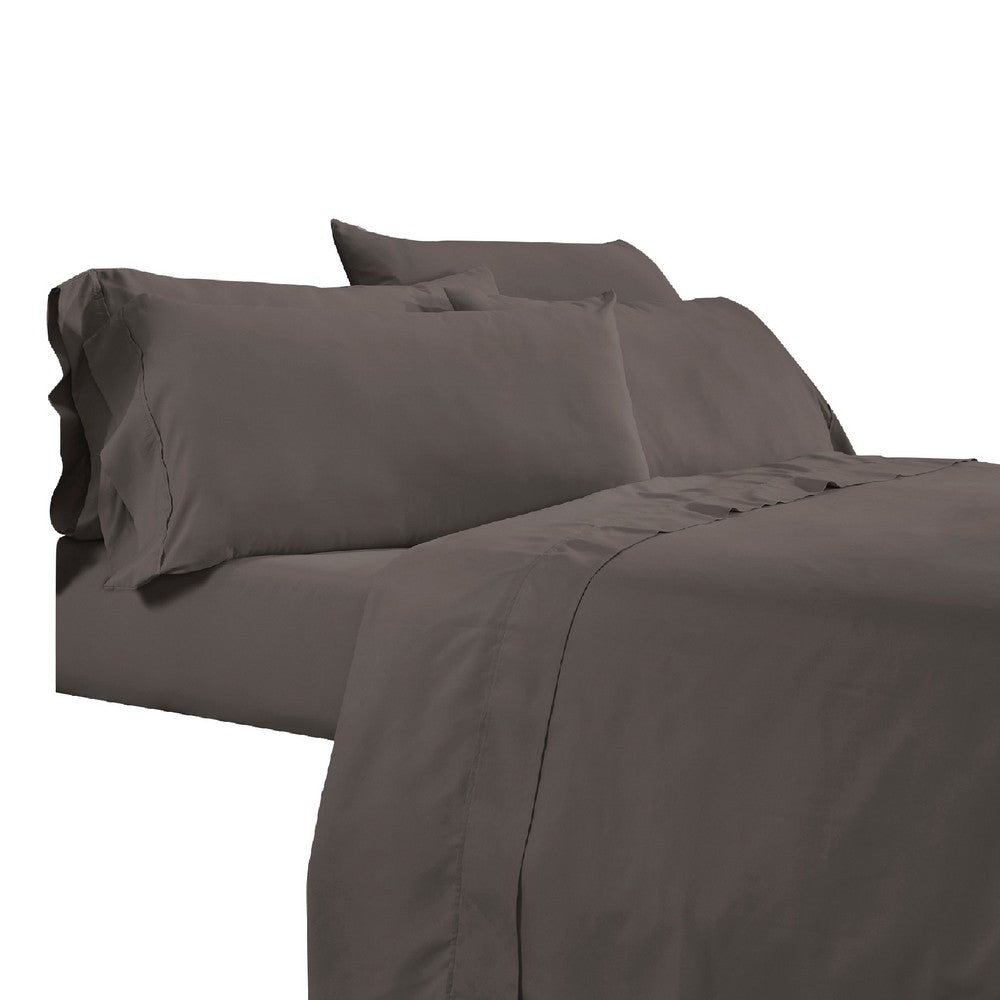 Minka 6 Piece Full Bed Sheet Set, Soft Antimicrobial Microfiber, Dark Brown - BM276871