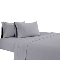 Matt 4 Piece California King Bed Sheet Set, Soft Organic Cotton, Light Gray - BM276875