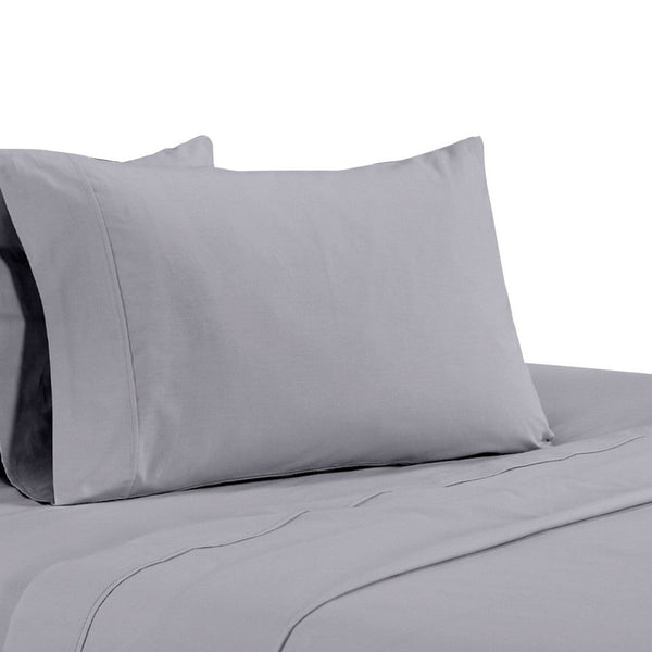 Matt 4 Piece California King Bed Sheet Set, Soft Organic Cotton, Light Gray - BM276875