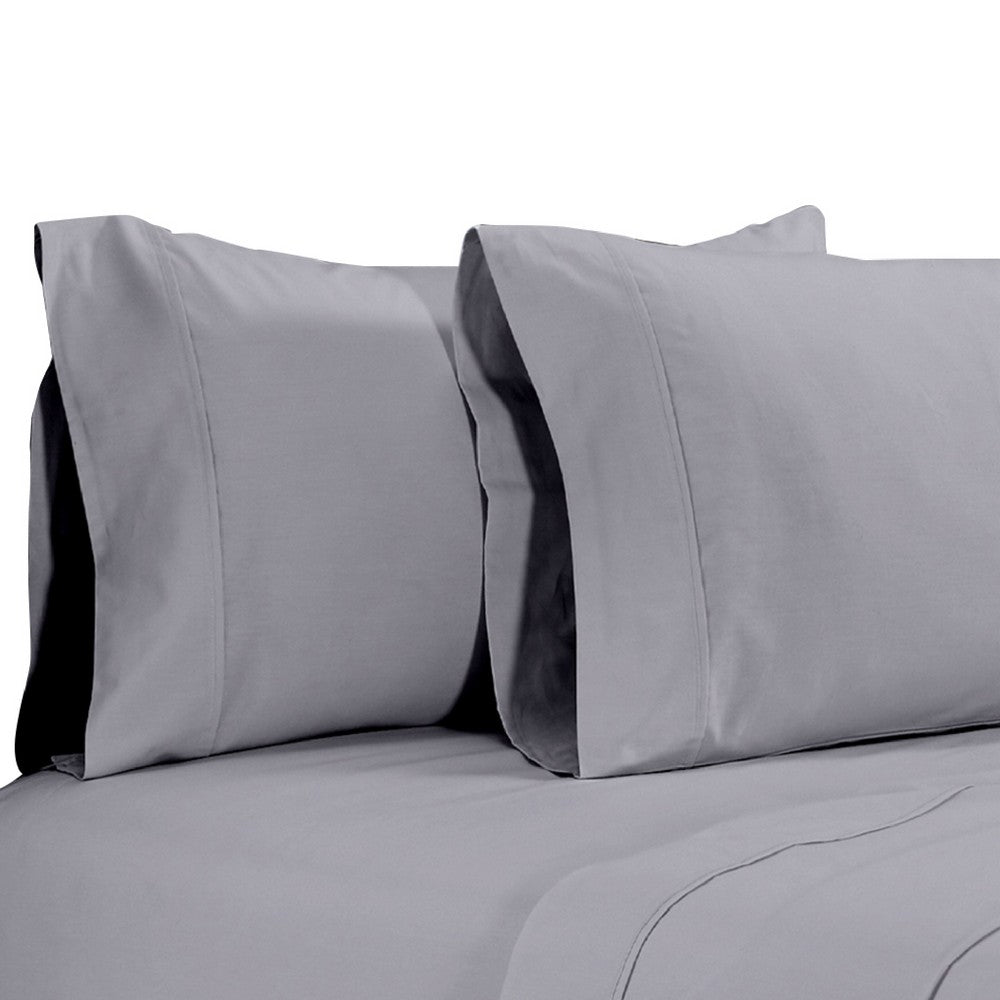 Matt 4 Piece Queen Bed Sheet Set, Soft Organic Cotton, Light Gray - BM276878