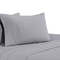 Matt 4 Piece Queen Bed Sheet Set, Soft Organic Cotton, Light Gray - BM276878