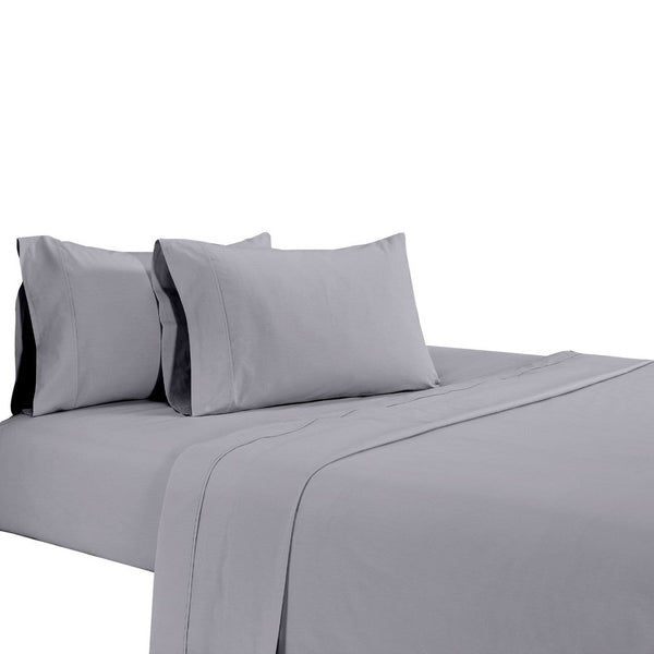 Matt 4 Piece Queen Bed Sheet Set, Soft Organic Cotton, Light Gray - BM276878