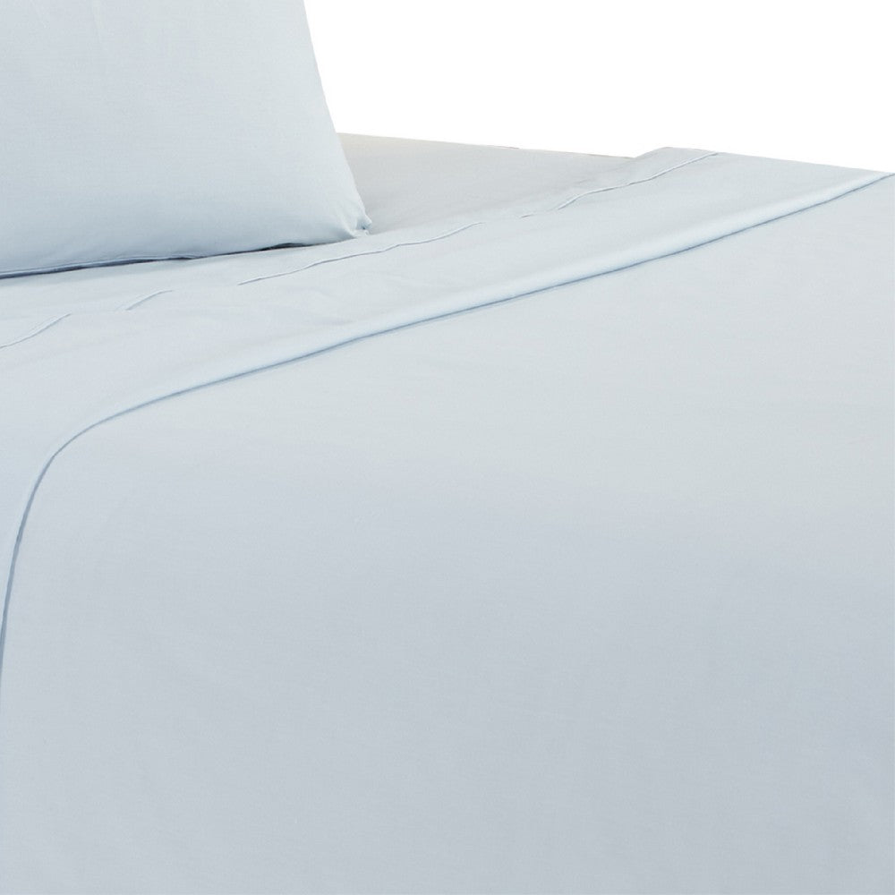 Matt 4 Piece California King Bed Sheet Set, Soft Organic Cotton, Light Blue - BM276880