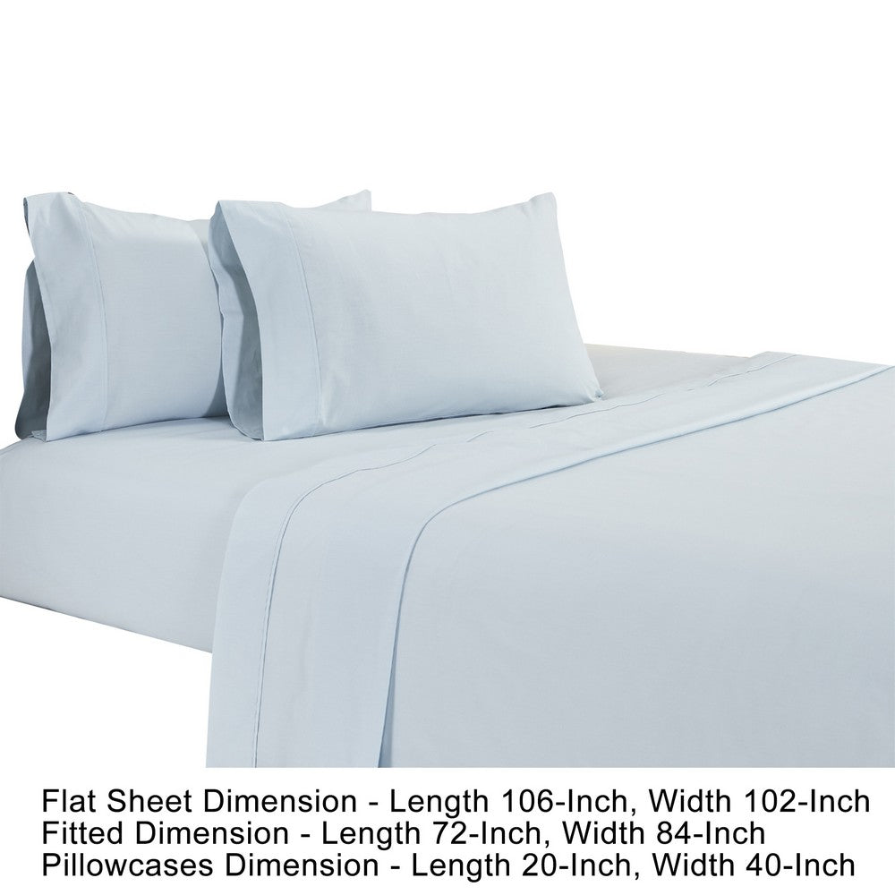 Matt 4 Piece California King Bed Sheet Set, Soft Organic Cotton, Light Blue - BM276880