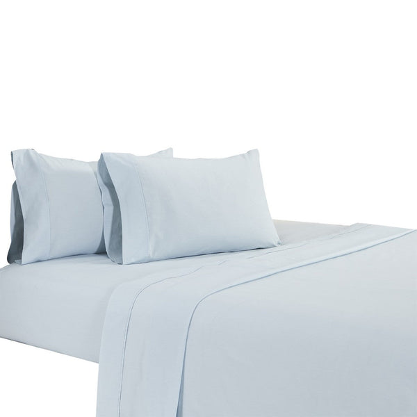 Matt 4 Piece California King Bed Sheet Set, Soft Organic Cotton, Light Blue - BM276880