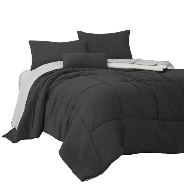 Alice 8 Piece Full Comforter Set, Soft Dark Gray By The Urban Port - BM276982