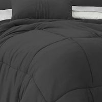 Alice 8 Piece Queen Comforter Set, Soft Dark Gray By The Urban Port - BM276983