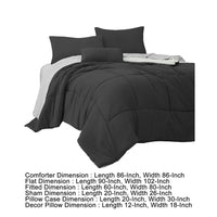 Alice 8 Piece Queen Comforter Set, Soft Dark Gray By The Urban Port - BM276983