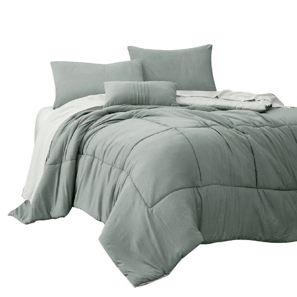 Alice 8 Piece King Comforter Set, Reversible, Soft Sage By The Urban Port - BM276989