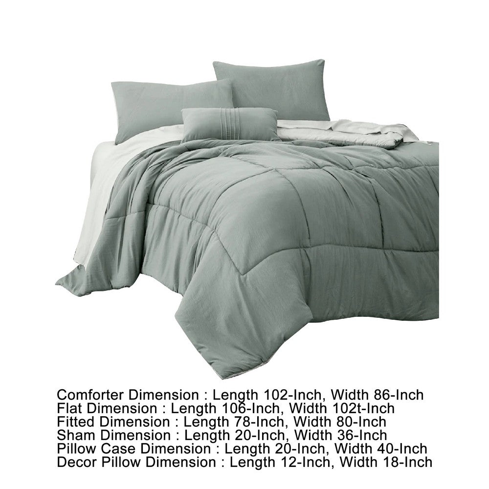 Alice 8 Piece King Comforter Set, Reversible, Soft Sage By The Urban Port - BM276989