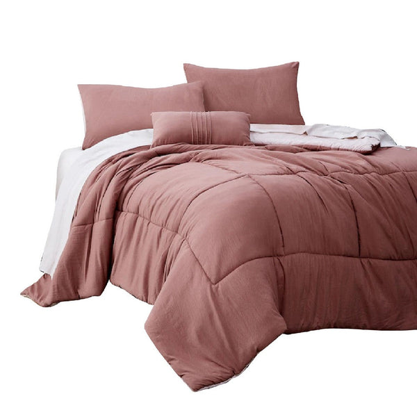 Alice 8 Piece Queen Comforter Set, Reversible, Soft Rose By The Urban Port - BM276993