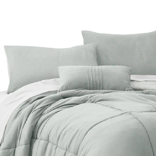 Alice 8 Piece Full Comforter Set, Soft Light Gray By The Urban Port - BM276997