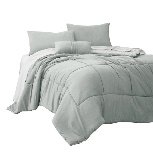 Alice 8 Piece Full Comforter Set, Soft Light Gray By The Urban Port - BM276997