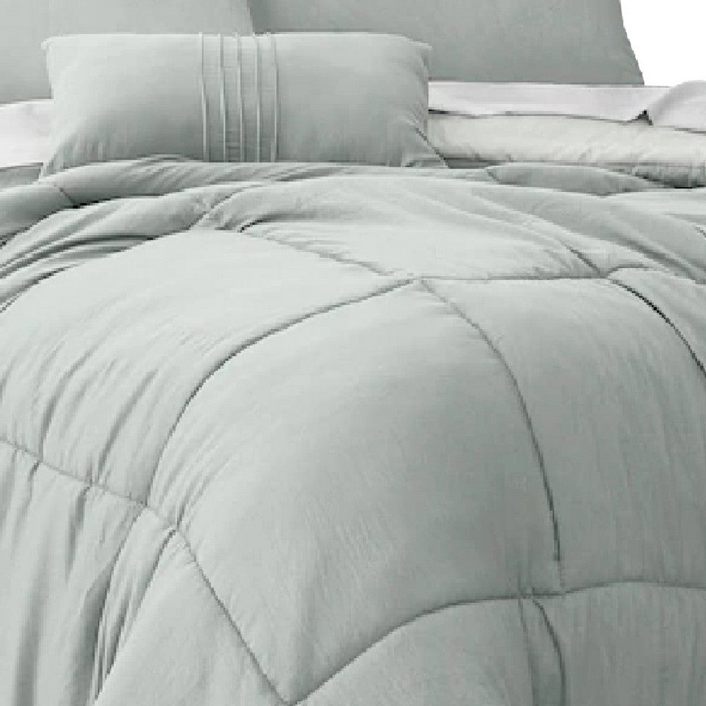 Alice 8 Piece Queen Comforter Set, Soft Light Gray By The Urban Port - BM276998