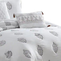 Tyler 6 Piece Queen Comforter Set, Damask Design, The Urban Port, White - BM277001