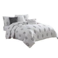 Tyler 6 Piece Queen Comforter Set, Damask Design, The Urban Port, White - BM277001