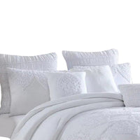 Tyler 8 Piece Queen Comforter Set, Ogee Design, The Urban Port, White - BM277003