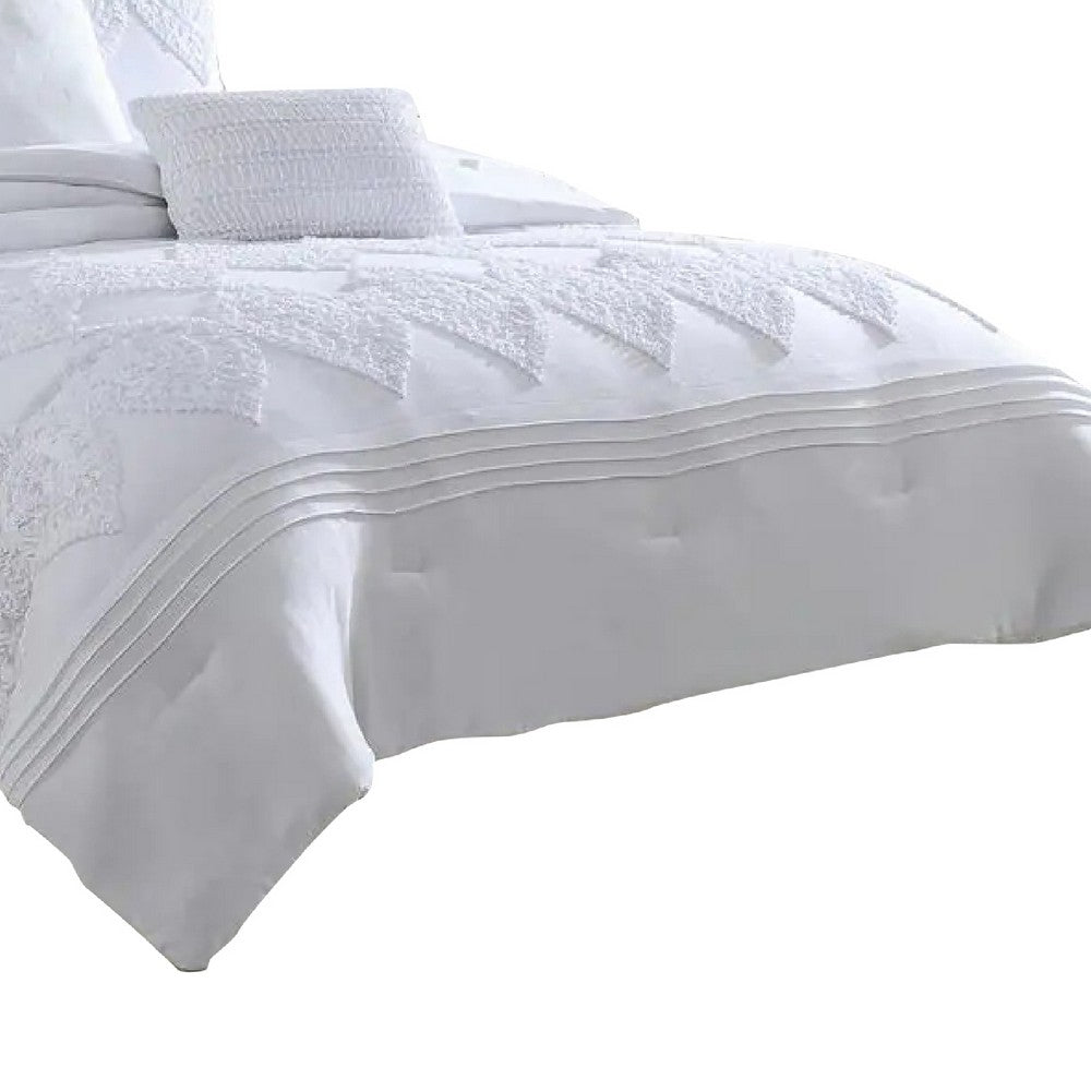 Tyler 8 Piece Queen Comforter Set, Ogee Design, The Urban Port, White - BM277003