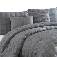 Alice 5 Piece Queen Comforter Set, Textured, The Urban Port, Gray - BM277005