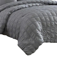 Alice 5 Piece Queen Comforter Set, Textured, The Urban Port, Gray - BM277005