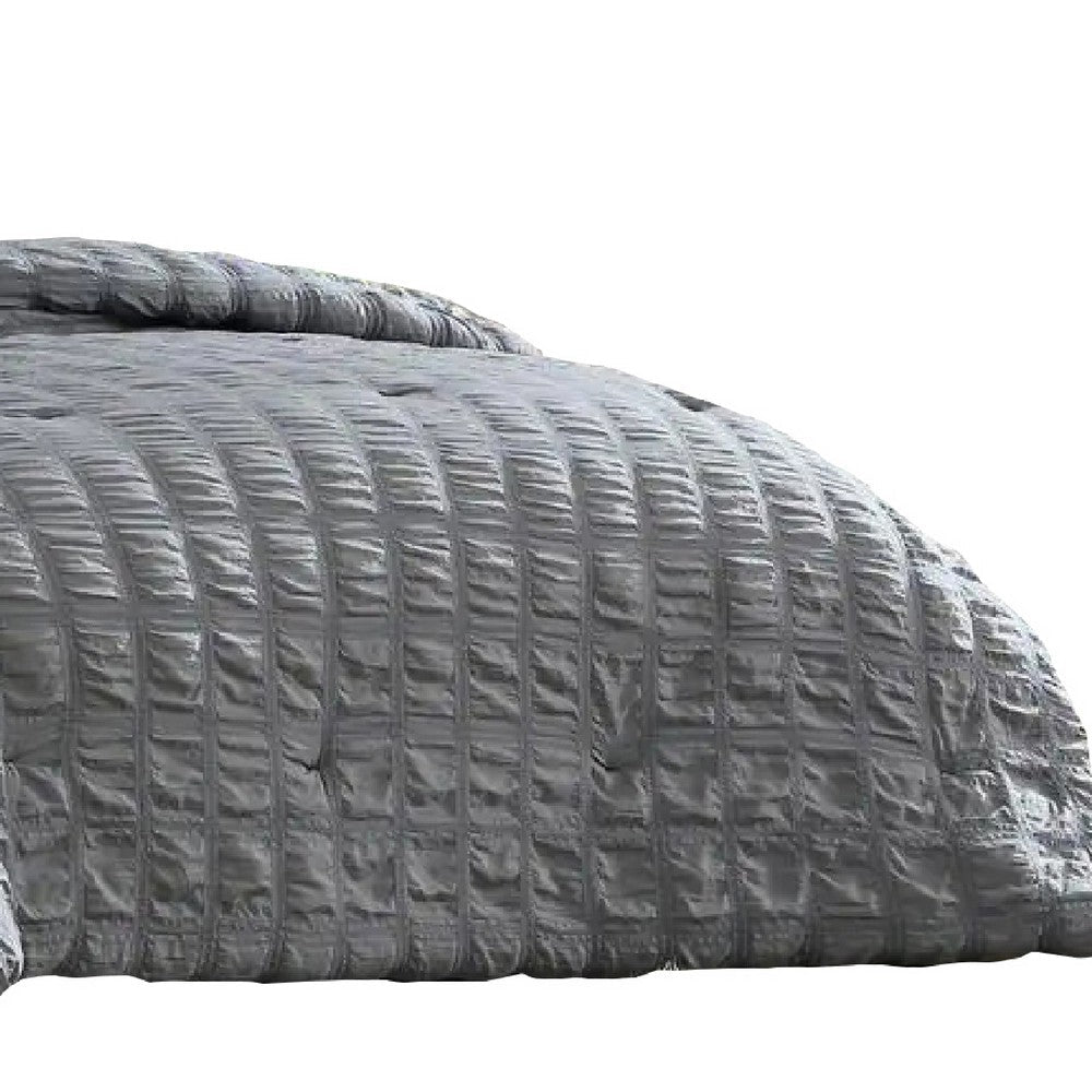 Alice 5 Piece Queen Comforter Set, Textured, The Urban Port, Gray - BM277005