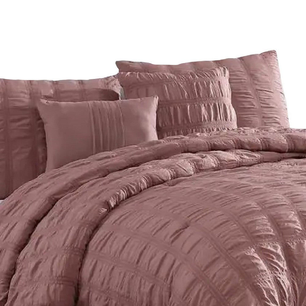 Alice 5 Piece Queen Comforter Set, Textured, Rose Pink - BM277007