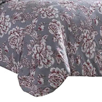 Tyler 8 Piece Microfiber Queen Bed Set, Floral Print, The Urban Port, Gray - BM277013