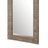 65 Inch Wood Wall Mirror, Tall, Distressed Weathered Brown - BM277018